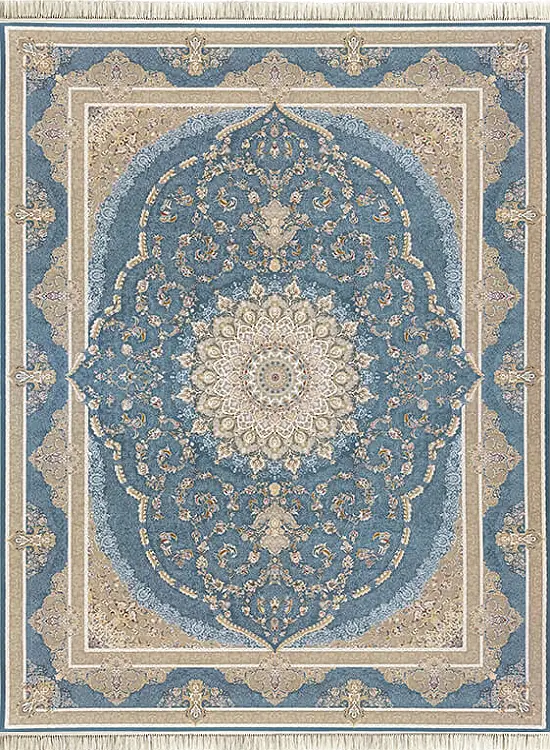 فرش داریوش 1500 شانه کد 1566 زمینه آبی (برجسته)