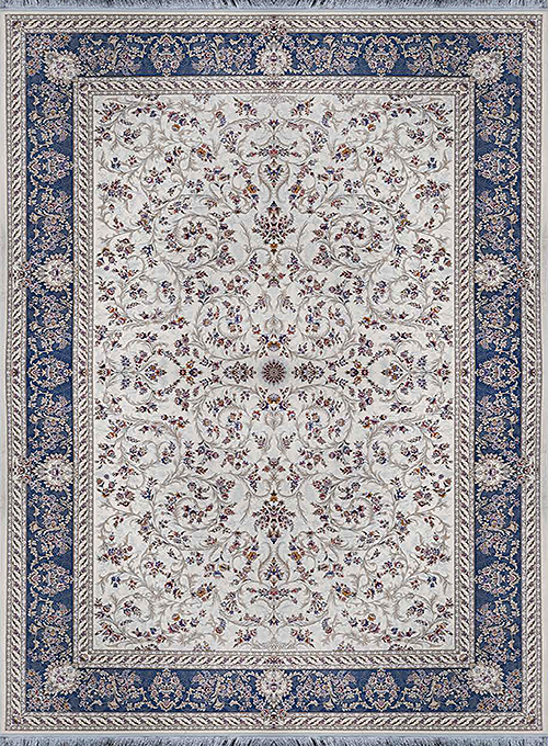 فرش آراد کاشان 1500 شانه طرح آنیل زمینه کرم (برجسته)