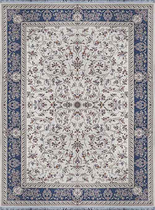 فرش آراد کاشان 1500 شانه طرح آنیل زمینه کرم (برجسته)