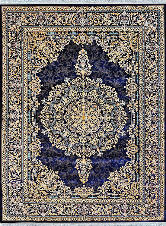 فرش مهدیان 1200 شانه کد 12841 زمینه سورمه ای (غیربرجسته)