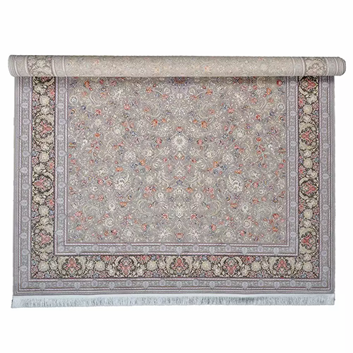  فرش محتشم 1500 شانه طرح گلفام زمینه نقره ای (برجسته) 