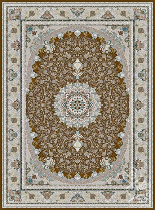 فرش قیطران 1500 شانه طرح سلطان زمینه شکلاتی (برجسته)
