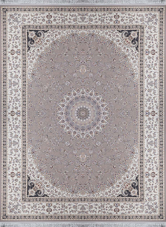 فرش آراد کاشان 1500 شانه طرح آدور زمینه صدفی (برجسته)