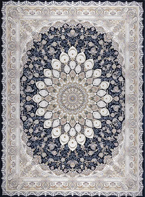 فرش داریوش 1500 شانه کد 1541 زمینه سورمه ای (برجسته)