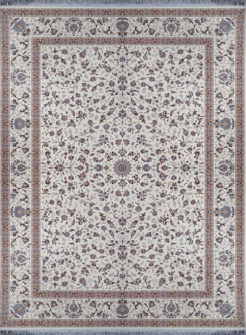 فرش آراد کاشان 1500 شانه طرح سلین زمینه کرم (برجسته)
