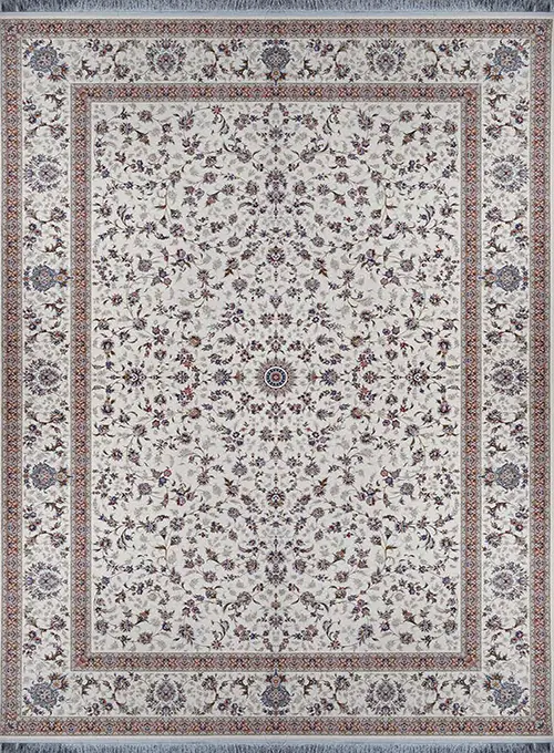فرش آراد کاشان 1500 شانه طرح سلین زمینه کرم (برجسته)