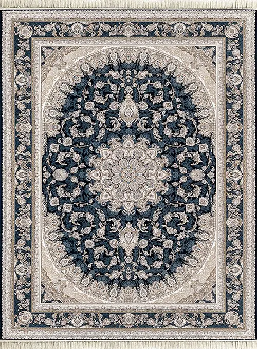 فرش داریوش 1500 شانه کد 1585 زمینه سورمه ای (برجسته)