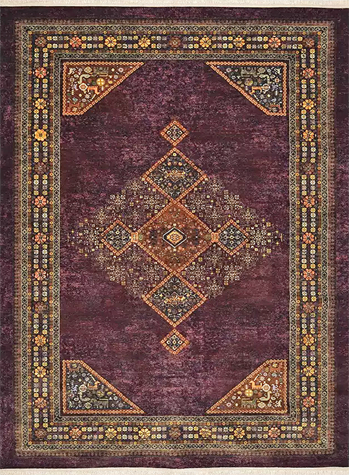 فرش محتشم کلاریس کد 100335 زمینه زرشکی (غیربرجسته)