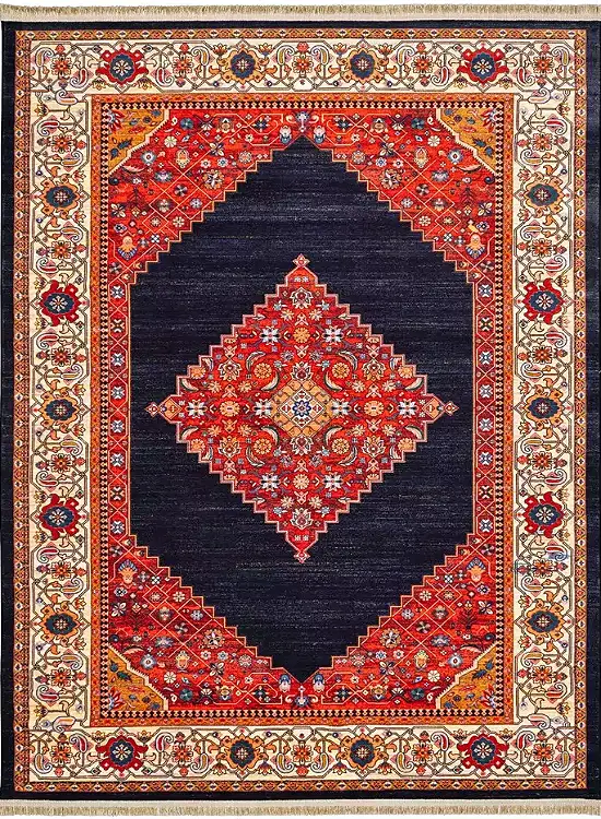  فرش محتشم گبه کد 900404 زمینه مشکی (غیربرجسته) 