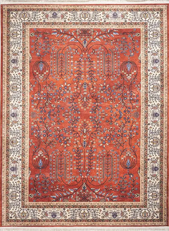 فرش محتشم گبه کد 100352 زمینه لاکی (غیربرجسته)