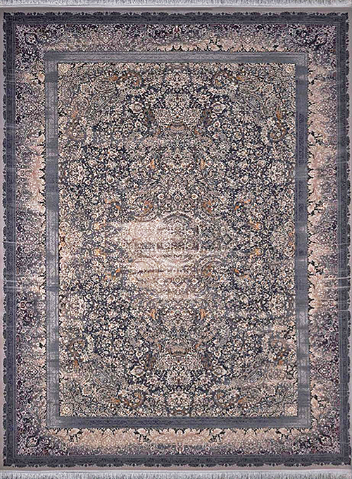 فرش آراد کاشان 1500 شانه کد 115 زمینه طوسی (برجسته)