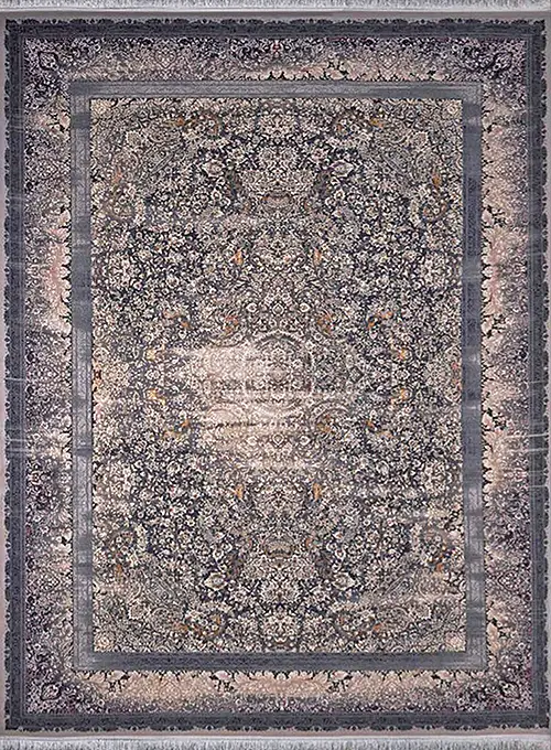 فرش آراد کاشان 1500 شانه کد 115 زمینه طوسی (برجسته)