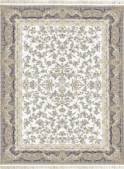 فرش داریوش 1500 شانه کد 1549 زمینه سفید (برجسته)