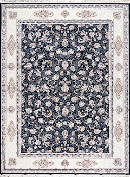 فرش داریوش 1500 شانه کد 1524 زمینه سورمه ای (برجسته)