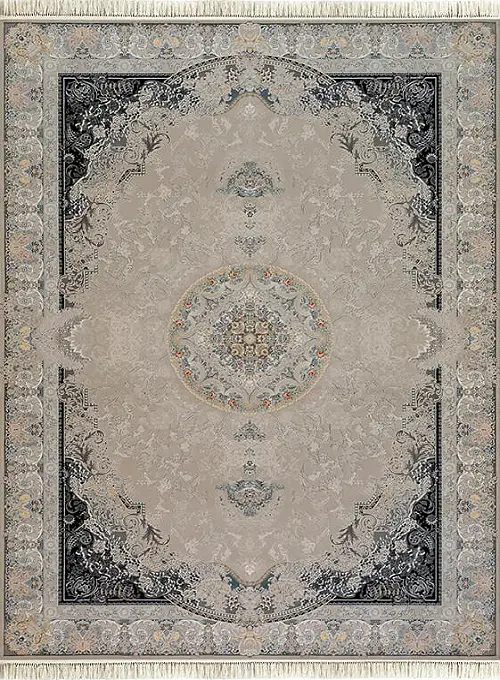  فرش داریوش 1200 شانه کد 1406 زمینه نقره ای (برجسته) 