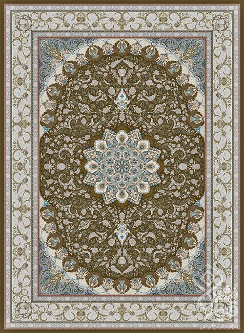  فرش قیطران 1500 شانه طرح سلنا زمینه شکلاتی (برجسته) 