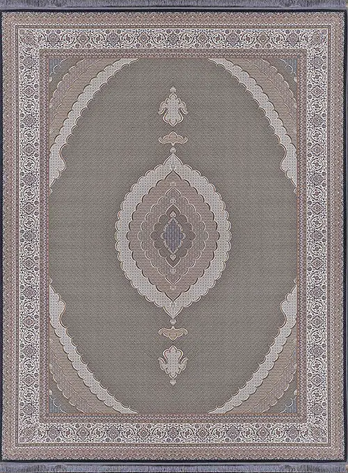 فرش آراد کاشان 1500 شانه طرح ریزماهی زمینه ذغالی (برجسته)