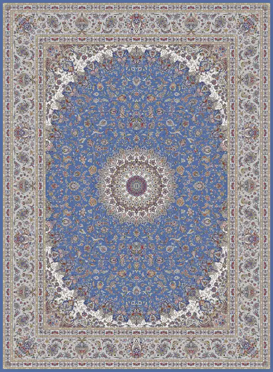  فرش مهدیان 1500 شانه کد 154045 زمینه آبی (برجسته) 
