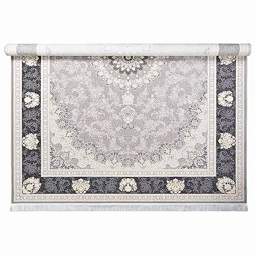  فرش محتشم 1500 شانه طرح آنکارا زمینه دودی (برجسته) 