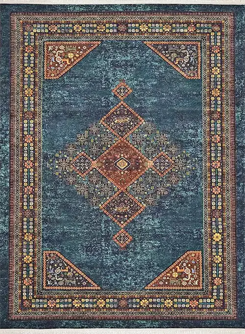 فرش محتشم کلاریس کد 100335 زمینه سبز (غیربرجسته)