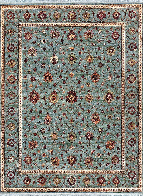 فرش مهدیان 400 شانه کد 43032 زمینه فیروزه ای (غیربرجسته)