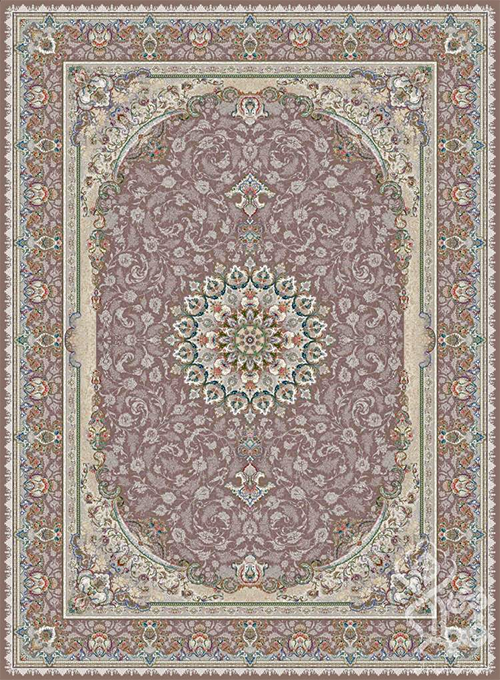 فرش قیطران 1500 شانه طرح عسل زمینه سوسنی (برجسته)