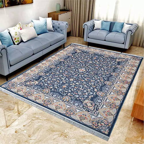  فرش محتشم 1500 شانه طرح باغ جان زمینه اطلسی (برجسته) 