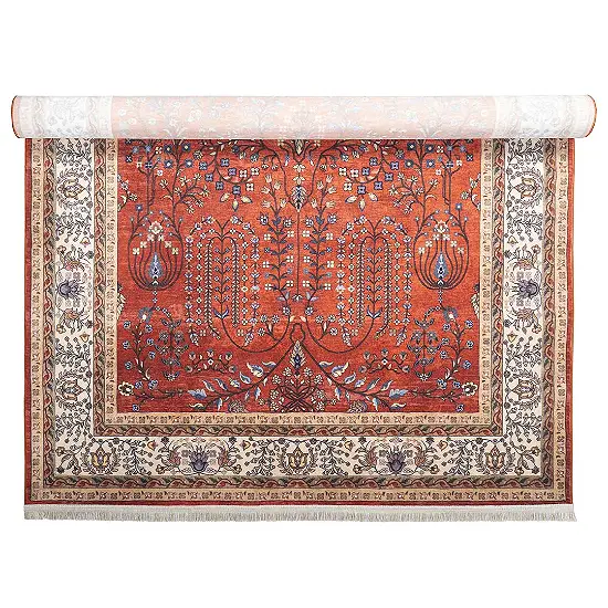 فرش محتشم گبه کد 100352 زمینه لاکی (غیربرجسته) 