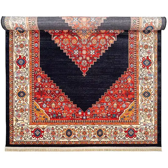  فرش محتشم گبه کد 900404 زمینه مشکی (غیربرجسته) 