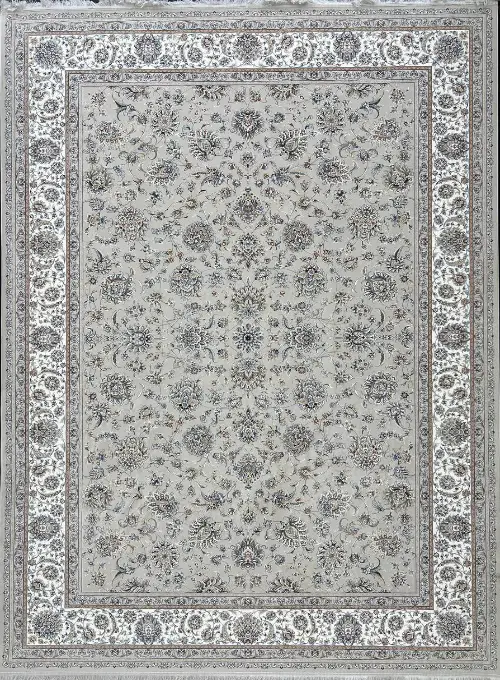 فرش مهدیان 1500 شانه کد 154081 زمینه طوسی (برجسته)