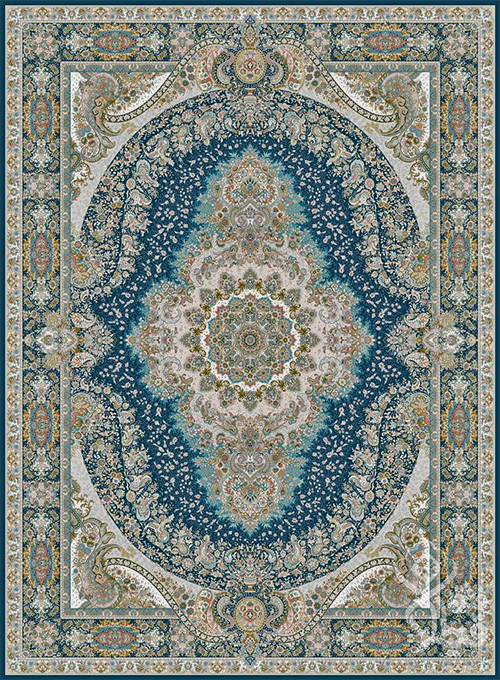 فرش قیطران 1500 شانه طرح نایریکا زمینه سورمه ای (برجسته)