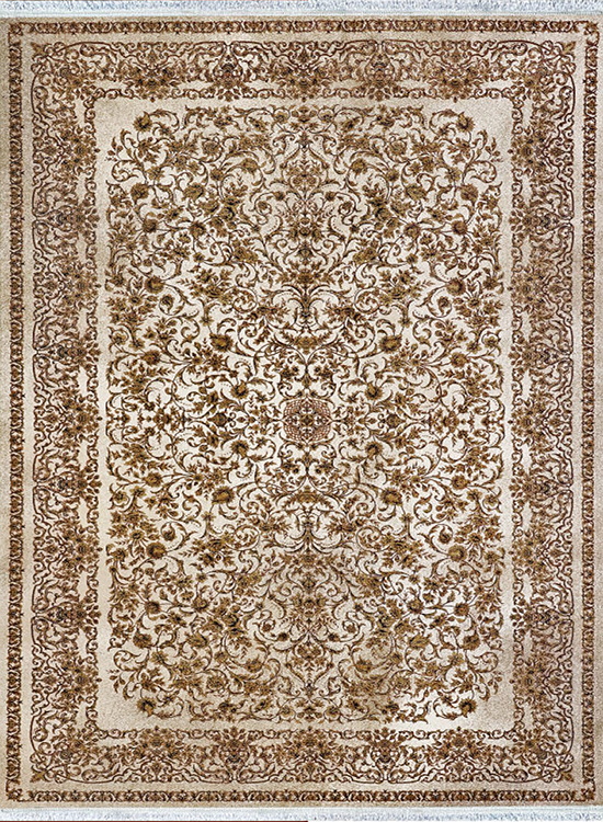 فرش مهدیان 1200 شانه کد 12827 زمینه کرم-طلایی (غیربرجسته)