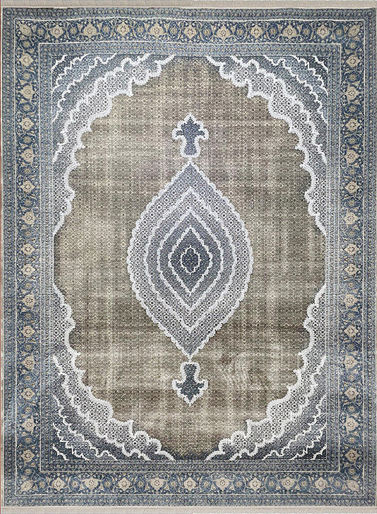 فرش مهدیان 700 شانه کد 70007 زمینه دودی (برجسته)