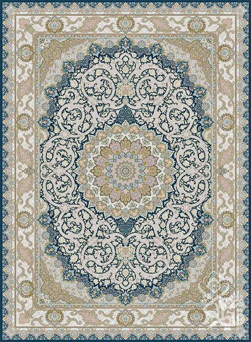 فرش قیطران 1500 شانه طرح مستانه زمینه سورمه ای (برجسته)