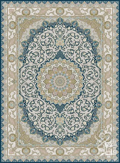فرش قیطران 1500 شانه طرح مستانه زمینه سورمه ای (برجسته)