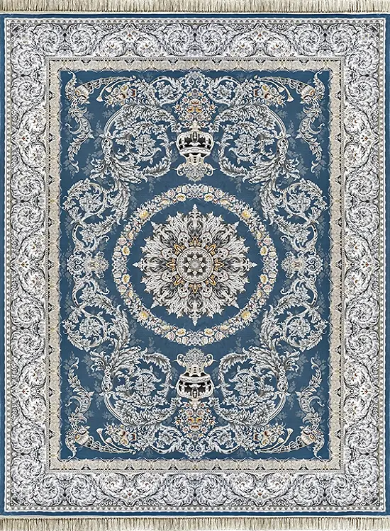  فرش داریوش 1200 شانه کد 1432 زمینه آبی (برجسته) 