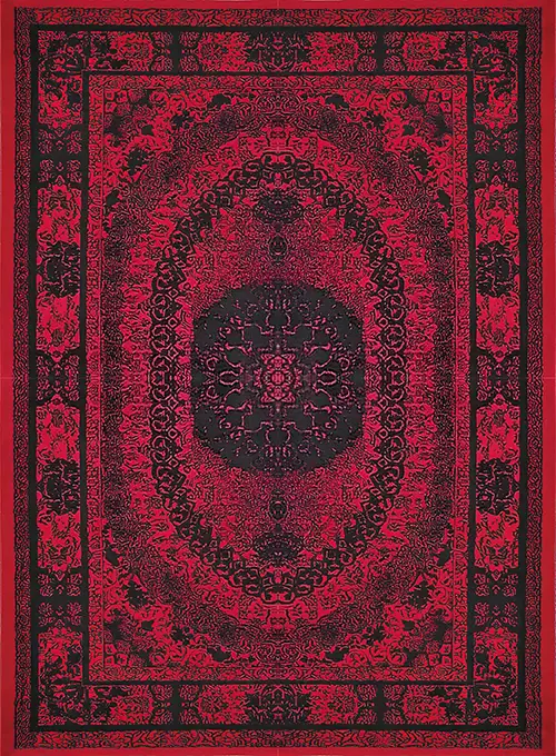 فرش کاشان (RUG) 500 شانه طرح بلوچی 1 زمینه لاکی (غیربرجسته)
