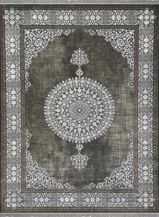 فرش مهدیان 700 شانه کد 70011 زمینه ذغالی (برجسته)