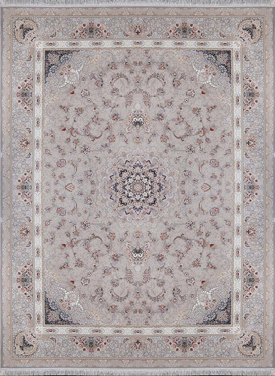 فرش آراد کاشان 1500 شانه طرح آریامهر زمینه صدفی (برجسته)