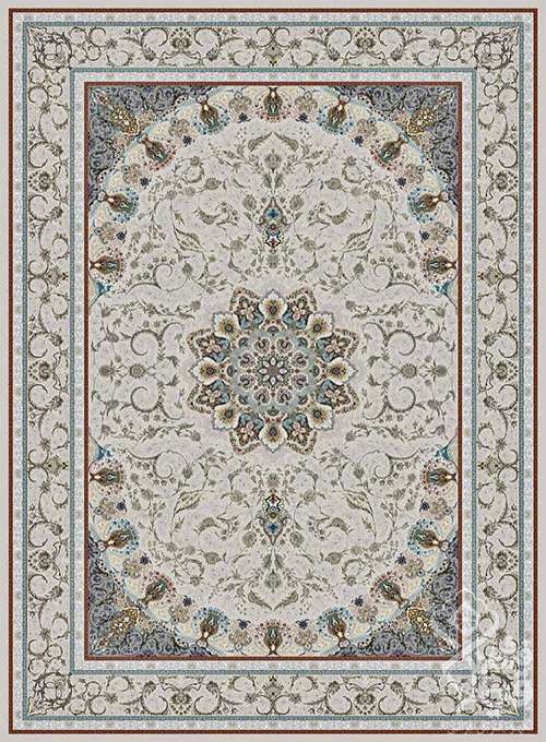 فرش قیطران 1500 شانه طرح سلنا زمینه کرم (برجسته)