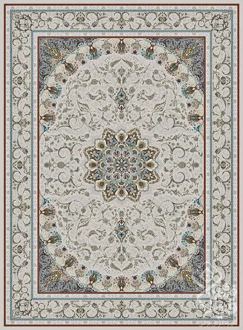 فرش قیطران 1500 شانه طرح سلنا زمینه کرم (برجسته)