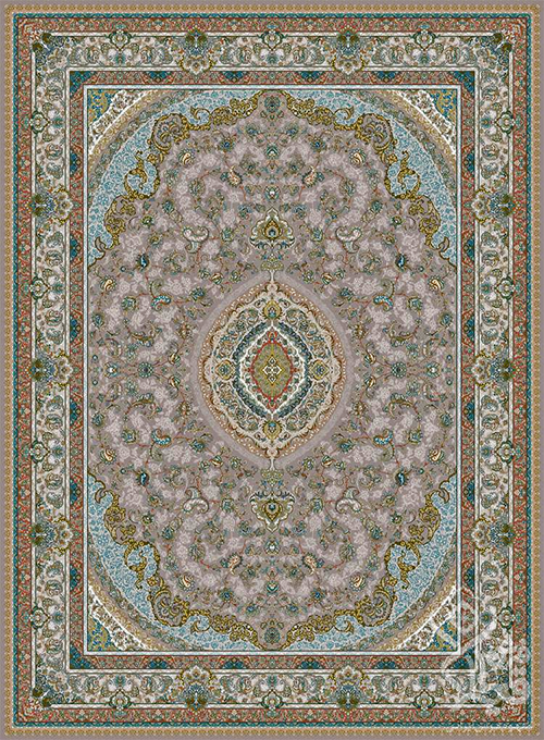 فرش قیطران 1500 شانه طرح سروناز زمینه نسکافه ای (برجسته)