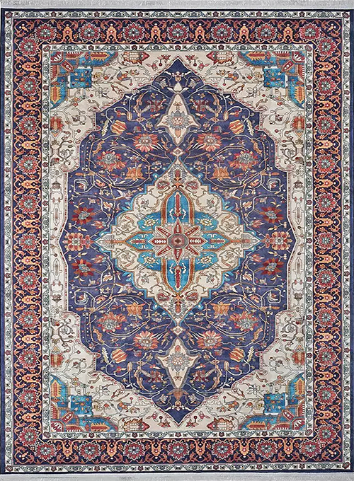 فرش محتشم کلاریس کد 100354 زمینه سورمه ای (غیربرجسته)