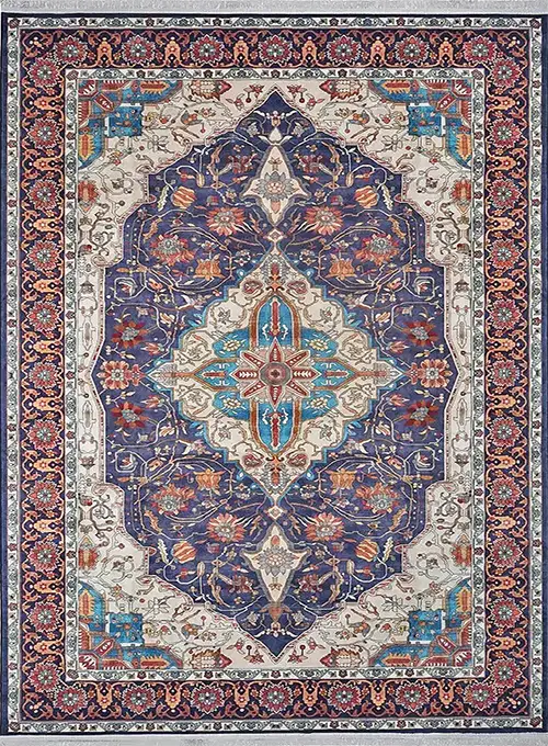 فرش محتشم کلاریس کد 100354 زمینه سورمه ای (غیربرجسته)