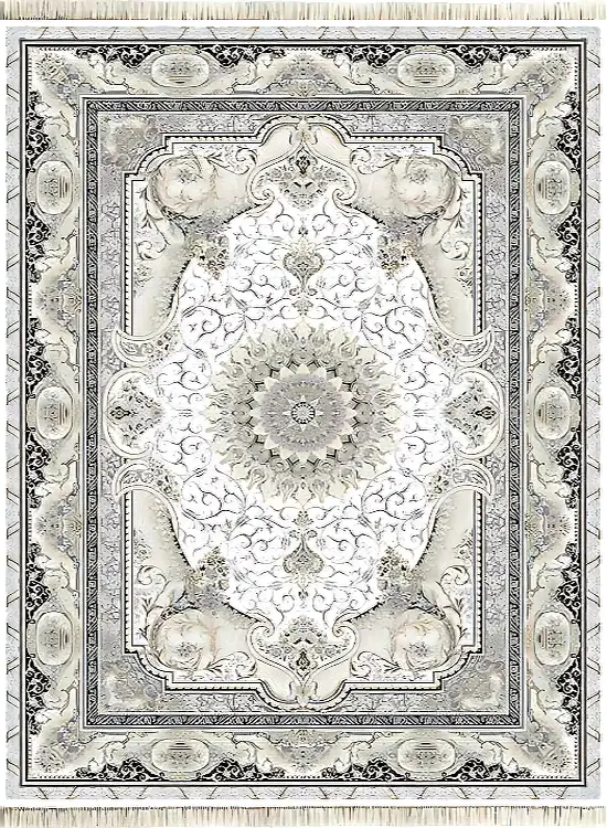 فرش داریوش 1500 شانه کد 1575 زمینه سفید (برجسته)