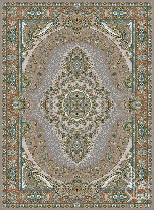 فرش قیطران 1500 شانه طرح نایریکا زمینه نسکافه ای (برجسته)