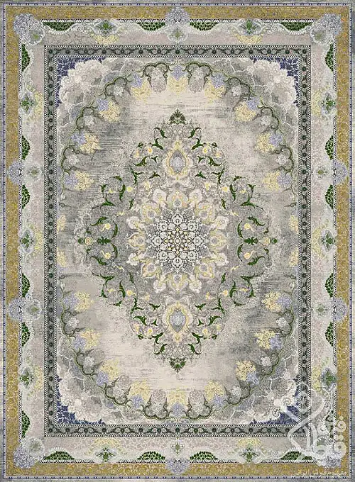 فرش قیطران 1200 شانه طرح گلدیس زمینه کرم (برجسته)