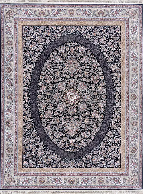 فرش داریوش 1500 شانه کد 1526 زمینه سورمه ای (برجسته)