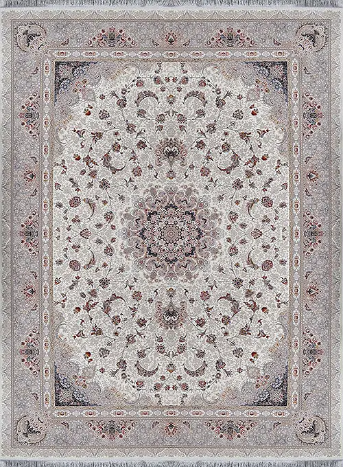 فرش آراد کاشان 1500 شانه طرح آریامهر زمینه کرم (برجسته)