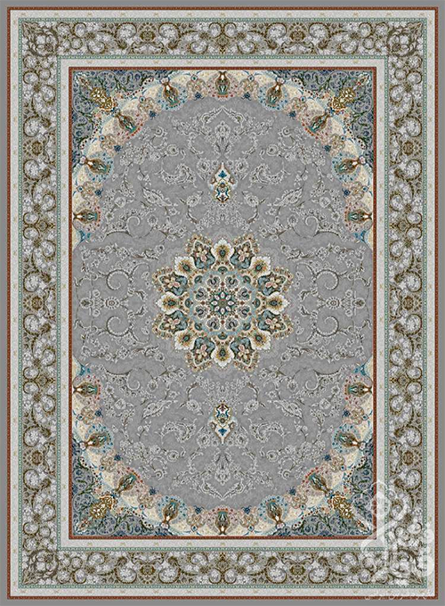 فرش قیطران 1500 شانه طرح سلنا زمینه فیلی (برجسته)